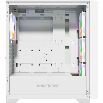  Корпус Powercase ByteFlow White (CBFW-A4), Tempered Glass, 4x 120mm ARGB fans, ARGB HUB, белый, ATX 