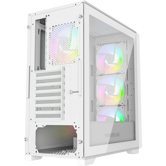  Корпус Powercase ByteFlow White (CBFW-A4), Tempered Glass, 4x 120mm ARGB fans, ARGB HUB, белый, ATX 
