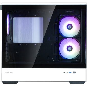  Корпус ZALMAN P30 BW, без БП, боковое окно (закаленное стекло), черно-белый, mATX 