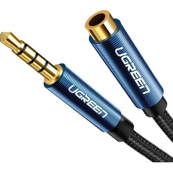  Кабель UGREEN AV118 40672 3.5mm Male to 3.5mm Female Extension Braid 0.5m Black 