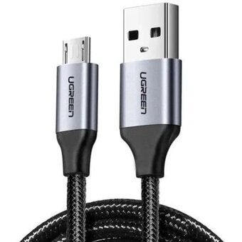  Кабель UGREEN US290 60144 USB 2.0 A to Micro USB Cable Nickel Plating Aluminum Braid 0.25m Black 