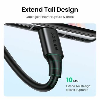  Кабель UGREEN US287 60117 USB-A 2.0 to USB-C Cable Nickel Plating 1.5m Black 
