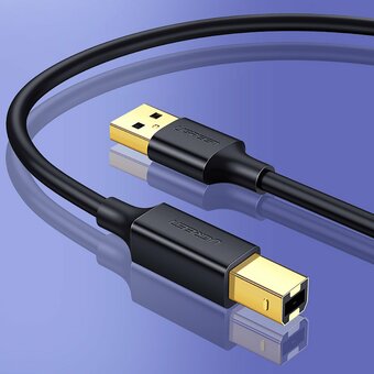 Кабель UGREEN US135 20846 USB 2.0 AM to BM Print Cable 1m Black 