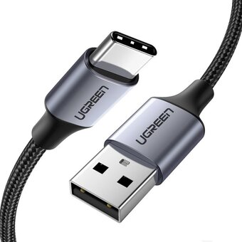  Кабель UGREEN US288 60124 USB-A 2.0 to USB-C Cable Nickel Plating Aluminum Braid 0.25m Black 