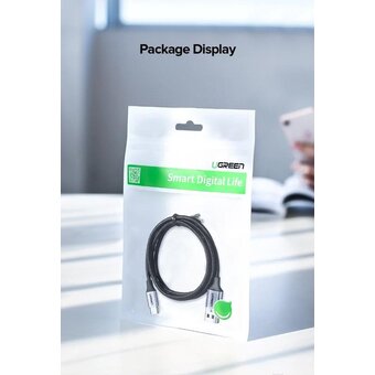  Кабель UGREEN US288 60124 USB-A 2.0 to USB-C Cable Nickel Plating Aluminum Braid 0.25m Black 