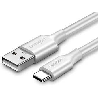  Кабель UGREEN US288 60129 USB-A 2.0 to USB-C Cable Nickel Plating Aluminum Braid 0.25m White 