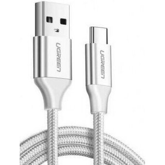  Кабель UGREEN US288 60129 USB-A 2.0 to USB-C Cable Nickel Plating Aluminum Braid 0.25m White 