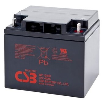  АКБ для ИБП 12В 40Ач CSB GP12400, 160W/cell, 480 Whr, 12.65 кг, (ШхГхВ) 197х165х170,4 мм (170,4 с клеммами) 