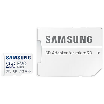  Карта памяти Samsung Evo Plus Class 10 (MB-ME256KA/AM), microSDXC 256GB A2, V30, UHS-I (U3), W 90 МБ/с, R 130 МБ/с, адаптер на SD 