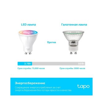  Умная лампа TP-LINK Tapo L630 GU10 RGB 3.7Вт 350lm Wi-Fi (1шт) 