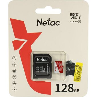  Карта памяти microSDHC Netac P500 Eco NT02P500Eco-128G-R 128GB (с SD адаптером) 