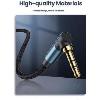  Кабель UGREEN AV112 60180 3.5mm Male to 3.5mm Male Cable Gold Plated Metal Case with Braid 1.5m Blue Black 