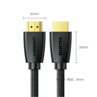 Кабель UGREEN HD118 40412 HDMI Male To Male Cable With Braid 5m- Black 