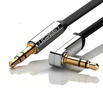  Кабель UGREEN AV119 10599 3.5mm Male to 3.5mm Male Straight to angle flat Cable 2m Black 
