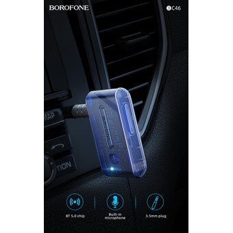  Трансмиттер BOROFONE BC46 Gratified Transparent Discovery Edition Car AUX BT Receiver (темно синий) 
