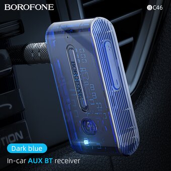  Трансмиттер BOROFONE BC46 Gratified Transparent Discovery Edition Car AUX BT Receiver (темно синий) 