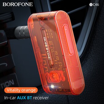 Трансмиттер BOROFONE BC46 Gratified Transparent Discovery Edition Car AUX BT Receiver (оранжевый) 