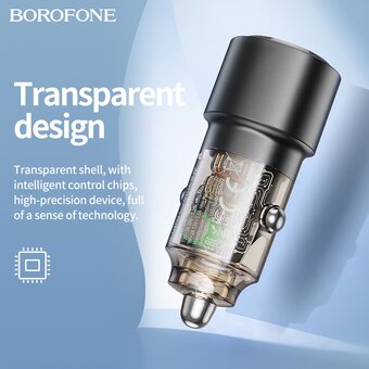  АЗУ BOROFONE BZ20A Smart 83W dual port PD65W+QC3.0 car charger черный 