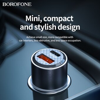  АЗУ BOROFONE BZ20A Smart 83W dual port PD65W+QC3.0 car charger черный 