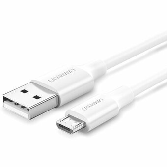  Кабель UGREEN US289 60142 USB 2.0 A to Micro USB Cable Nickel Plating 1.5m White 