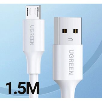  Кабель UGREEN US289 60142 USB 2.0 A to Micro USB Cable Nickel Plating 1.5m White 