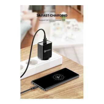  Кабель UGREEN US184 (20883) USB 3.0 A Male to Type C Male Cable Nickel Plating 1.5m Black 