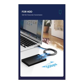  Кабель UGREEN US184 (20883) USB 3.0 A Male to Type C Male Cable Nickel Plating 1.5m Black 