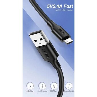  Кабель UGREEN US289 60827 Micro USB Male To USB 2.0 A Male Cable 3m 