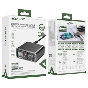  Зарядное устройство ACEFAST Z4 PD218W GaN (AF-Z4-GY) (3*USB-C+USB-A) desktop charging adapter (EU) Space Gray 