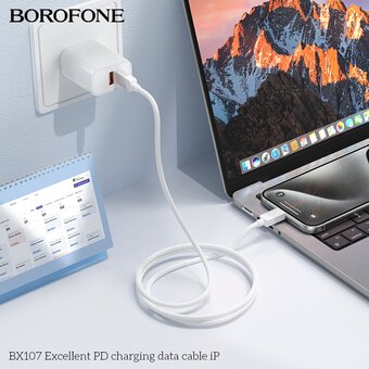  Дата-кабель BOROFONE BX107 Excellent PD charging data cable iP белый 