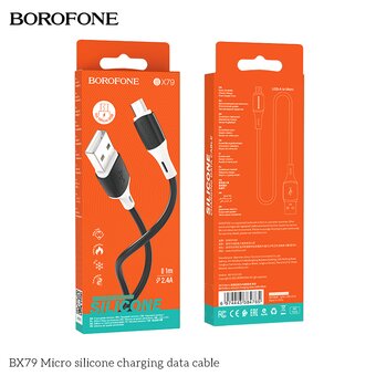  Дата-кабель BOROFONE BX79 BX79 silicone charging Micro, 1м (черный) 