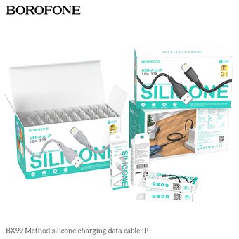  Дата-кабель BOROFONE BX99 Method silicone charging data cable iP 1м серый 