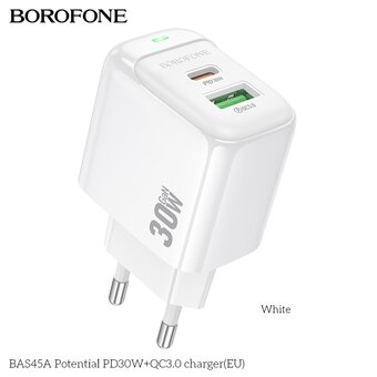  СЗУ BOROFONE BAS45A Potential PD30W+QC3.0 charger EU белый 
