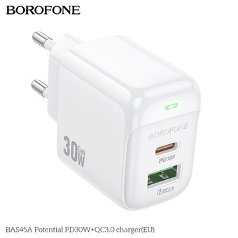  СЗУ BOROFONE BAS45A Potential PD30W+QC3.0 charger EU белый 