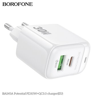  СЗУ BOROFONE BAS45A Potential PD30W+QC3.0 charger EU белый 
