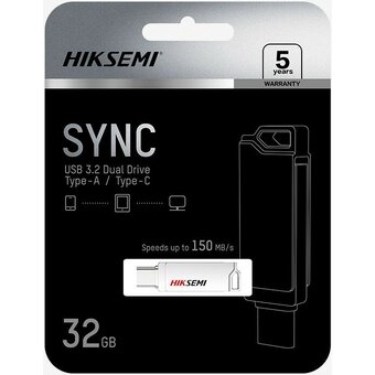  USB-флешка HIKSEMI Sync HS-USB-E327C/32G/U3/Silver 32Gb, USB3.2/Type-C 