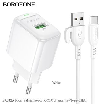  СЗУ BOROFONE BAS42A Potential single-port QC3.0 charger set Type-C EU белый 