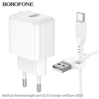  СЗУ BOROFONE BAS42A Potential single-port QC3.0 charger set Type-C EU белый 