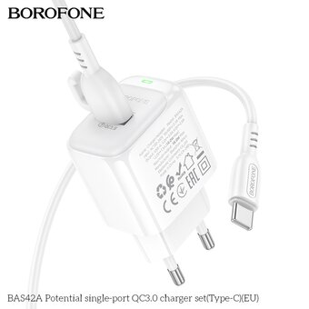  СЗУ BOROFONE BAS42A Potential single-port QC3.0 charger set Type-C EU белый 