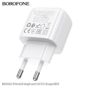  СЗУ BOROFONE BAS42A Potential single-port QC3.0 белый 