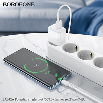  СЗУ BOROFONE BAS42A Potential single-port QC3.0 charger set Type-C EU белый 