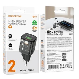  СЗУ BOROFONE BN17 Sunlight PD20W+QC3.0 charger EU черный 