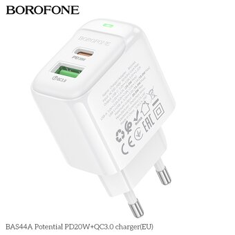  СЗУ BOROFONE BAS44A Potential PD20W+QC3.0 charger EU белый 