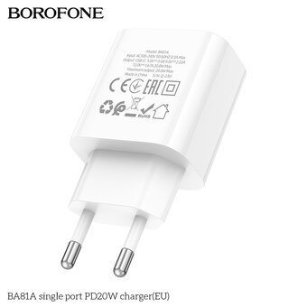  СЗУ BOROFONE BA81A single port PD20W charger EU белый 