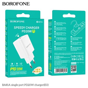  СЗУ BOROFONE BA81A single port PD20W charger EU белый 