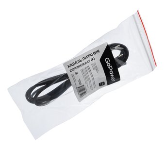  Кабель питания GoPower 00-00025227 евровилка-C7 2-pin 1.8м ПВХ 0.75мм черный 1/300 