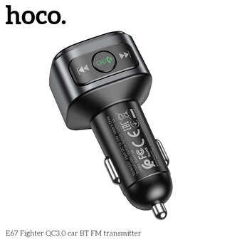  АЗУ Bluetooth FM трансмиттер Hoco E67 Fighter QC3.0 car, black 