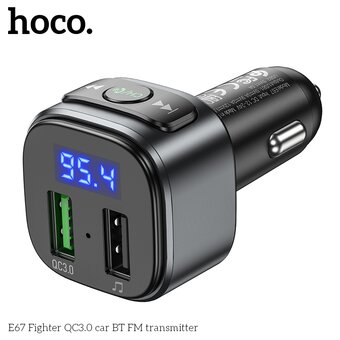  АЗУ Bluetooth FM трансмиттер Hoco E67 Fighter QC3.0 car, black 