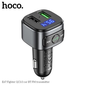  АЗУ Bluetooth FM трансмиттер Hoco E67 Fighter QC3.0 car, black 
