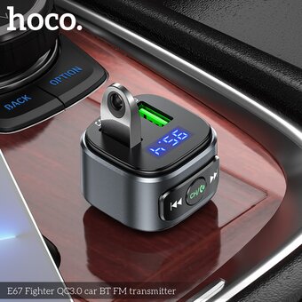  АЗУ Bluetooth FM трансмиттер Hoco E67 Fighter QC3.0 car, black 